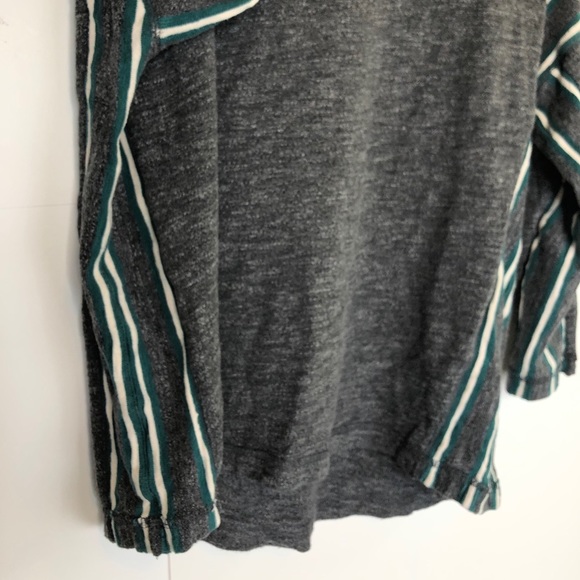 Madewell Dark Gray 3/4 Sleeve Striped Sweater Top - Picture 9 of 10